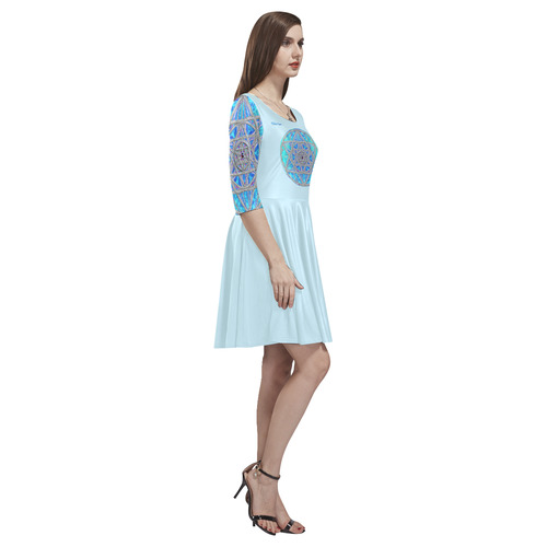 protection in blue harmony Tethys Half-Sleeve Skater Dress(Model D20)