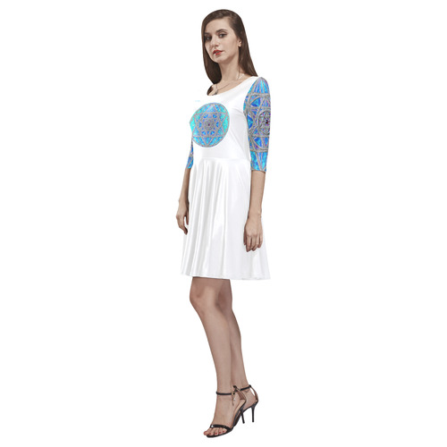 protection in blue harmony Tethys Half-Sleeve Skater Dress(Model D20)