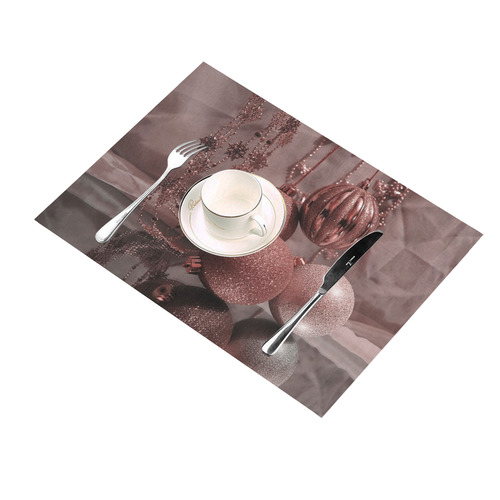 christmas baubles rose Placemat 14’’ x 19’’ (Set of 2)