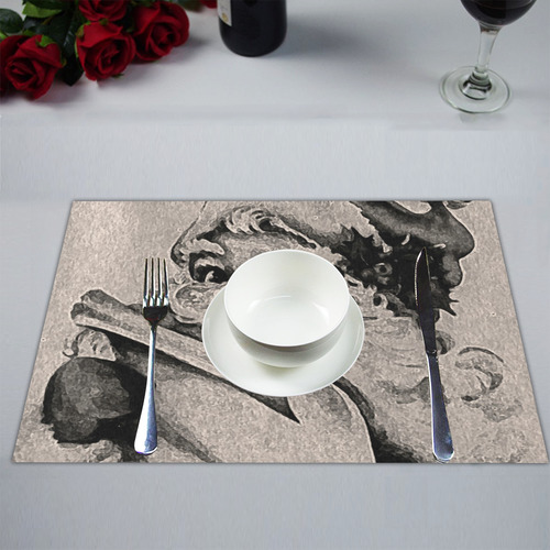 santa black and white by JamColors Placemat 14’’ x 19’’ (Set of 4)