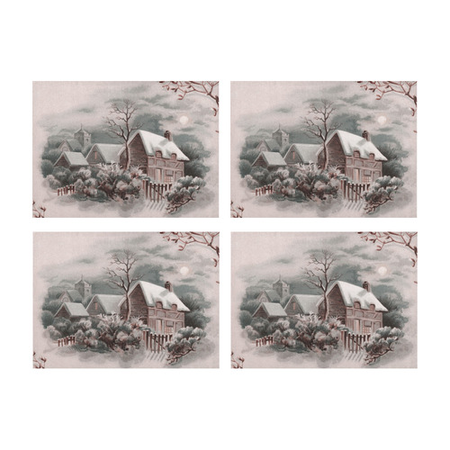 winter scene A Placemat 14’’ x 19’’ (Four Pieces)