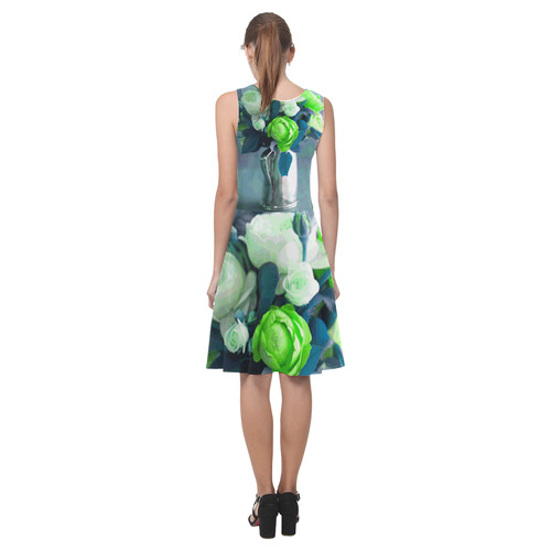 Green Roses Floral Still Life Vase Flowers Atalanta Casual Sundress(Model D04)