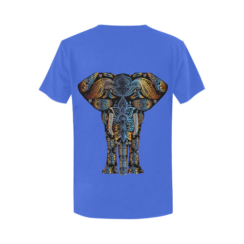 Blue tribal Elephant Women's T-Shirt in USA Size (Two Sides Printing)