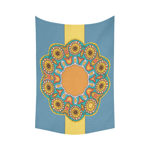 Gold Mandala Cotton Linen Wall Tapestry 60"x 90"