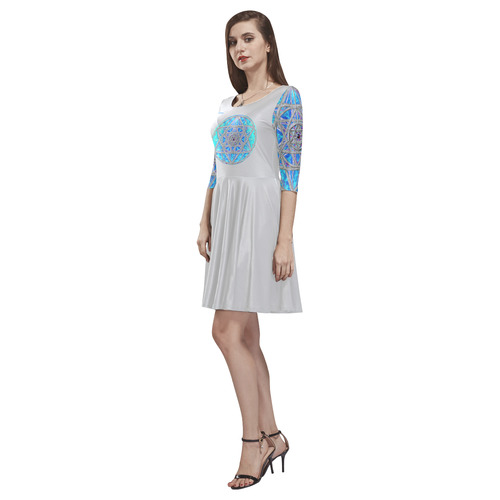 protection in blue harmony Tethys Half-Sleeve Skater Dress(Model D20)