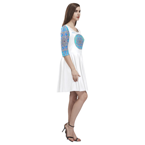 protection in blue harmony Tethys Half-Sleeve Skater Dress(Model D20)