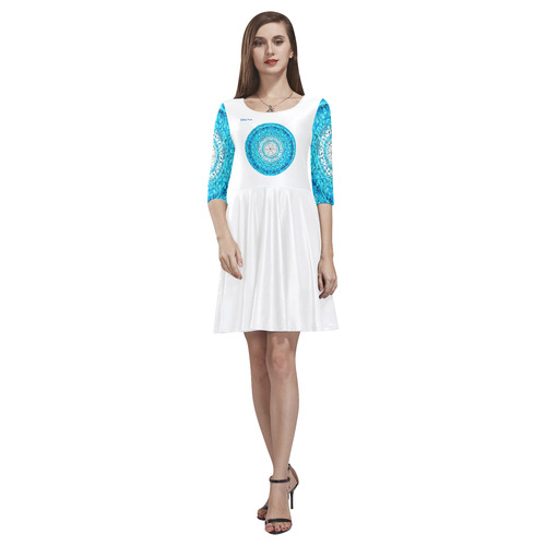 Protection from Jerusalem in blue Tethys Half-Sleeve Skater Dress(Model D20)