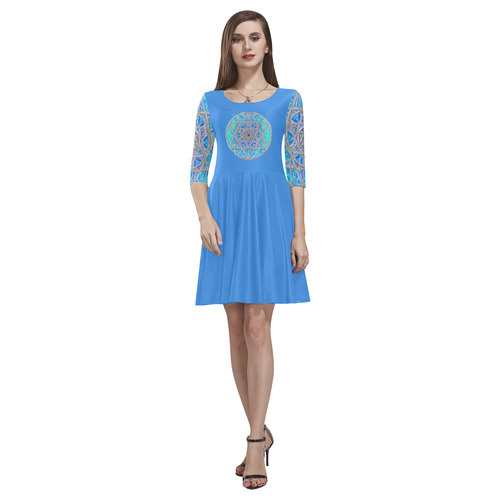 protection in blue harmony Tethys Half-Sleeve Skater Dress(Model D20)