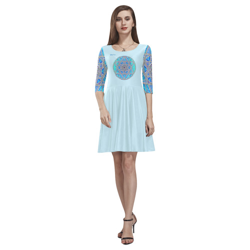 protection in blue harmony Tethys Half-Sleeve Skater Dress(Model D20)