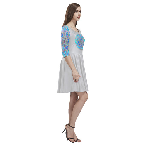 protection in blue harmony Tethys Half-Sleeve Skater Dress(Model D20)