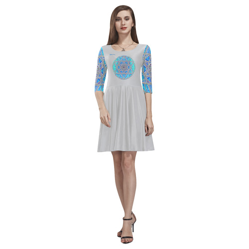 protection in blue harmony Tethys Half-Sleeve Skater Dress(Model D20)