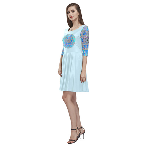 protection in blue harmony Tethys Half-Sleeve Skater Dress(Model D20)