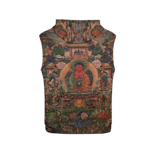 Buddha Amitabha in His Pure Land of Suvakti All Over Print Sleeveless Hoodie for Men (Model H15)