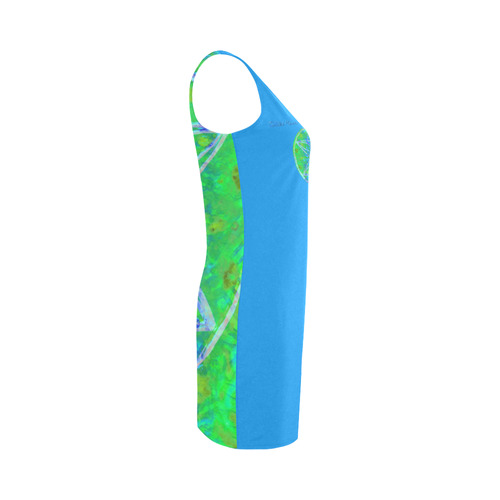 protection in nature colors-teal, blue and green Medea Vest Dress (Model D06)