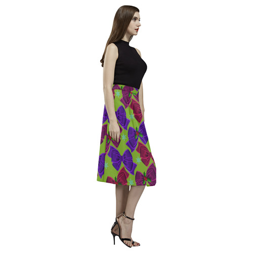 Christmas bows a plenty in green Aoede Crepe Skirt (Model D16)