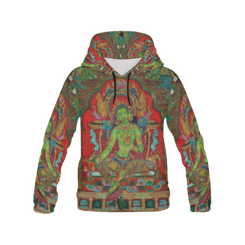 Green Tara from Tibetan Buddhism All Over Print Hoodie for Women (USA Size) (Model H13)