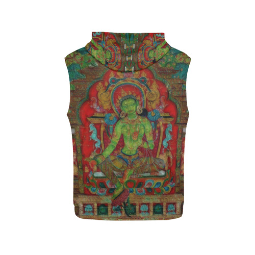 Green Tara from Tibetan Buddhism All Over Print Sleeveless Hoodie for Men (Model H15)