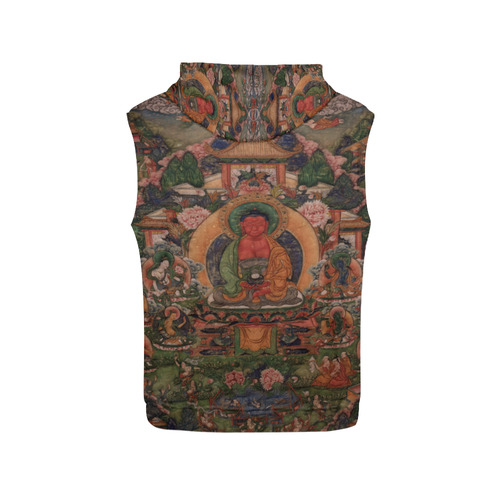 Buddha Amitabha in His Pure Land of Suvakti All Over Print Sleeveless Hoodie for Women (Model H15)