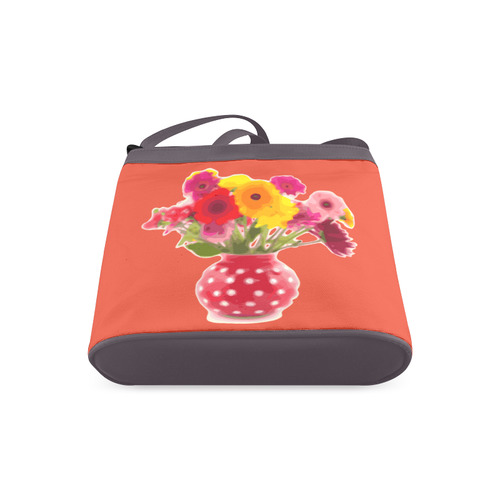 Cute Floral Red White Polka Dot Vase Crossbody Bags (Model 1613)