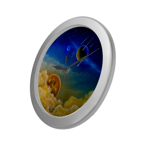 Cosmic Illumination Silver Color Wall Clock