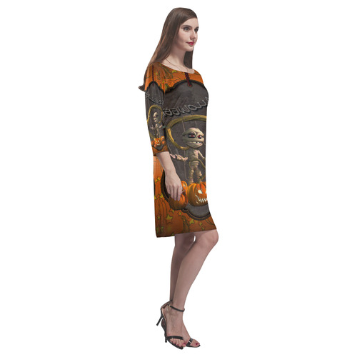 Halloween, funny mummy Rhea Loose Round Neck Dress(Model D22)