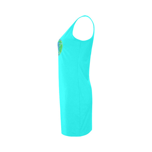 protection in nature colors-teal, blue and green Medea Vest Dress (Model D06)