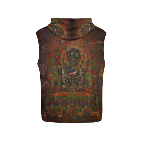 Tibetan Buddhism Mahakala All Over Print Sleeveless Hoodie for Men (Model H15)