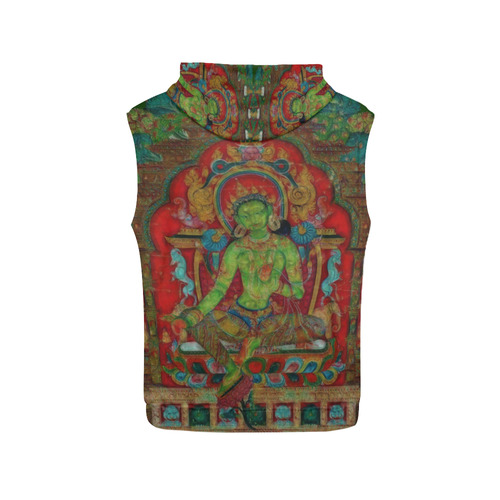 Green Tara from Tibetan Buddhism All Over Print Sleeveless Hoodie for Women (Model H15)