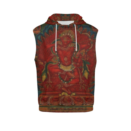 Kurukulla From Tibetan Buddhism All Over Print Sleeveless Hoodie for Men (Model H15)