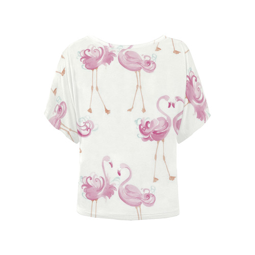 Dancing flamingo Women's Batwing-Sleeved Blouse T shirt (Model T44)