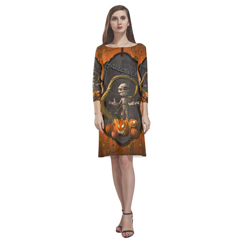 Halloween, funny mummy Rhea Loose Round Neck Dress(Model D22)
