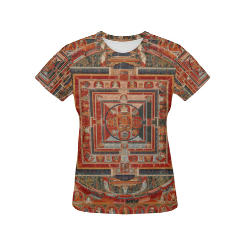 Mandala  of  Bodhisattva of Transcendent Wisdom All Over Print T-Shirt for Women (USA Size) (Model T40)