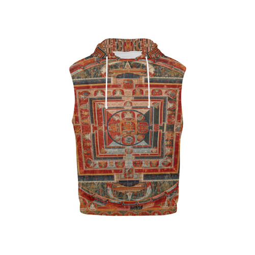 Mandala  of  Bodhisattva of Transcendent Wisdom All Over Print Sleeveless Hoodie for Kid (Model H15)