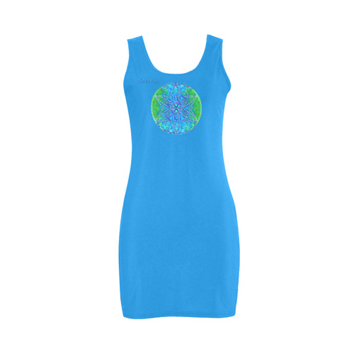 protection in nature colors-teal, blue and green Medea Vest Dress (Model D06)