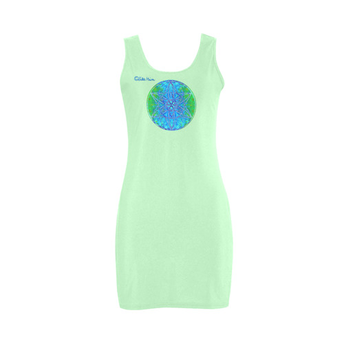 protection in nature colors-teal, blue and green Medea Vest Dress (Model D06)