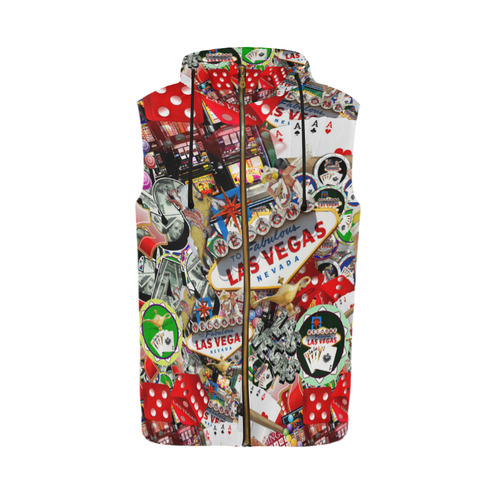 Las Vegas Icons - Gamblers Delight All Over Print Sleeveless Zip Up Hoodie for Men (Model H16)
