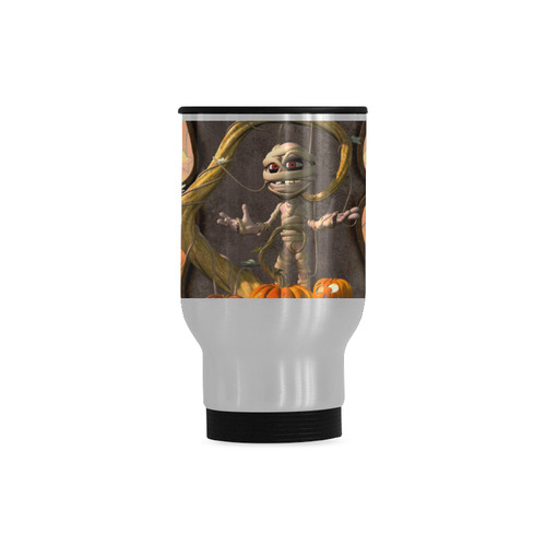 Halloween, funny mummy Travel Mug (Silver) (14 Oz)