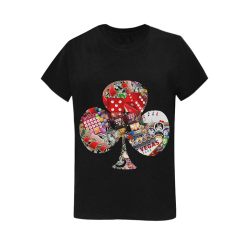 Club Playing Card Shape - Las Vegas Icons Women's T-Shirt in USA Size (Two Sides Printing)