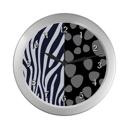 Zebra & Leopard Skin Silver Color Wall Clock ID D1743704