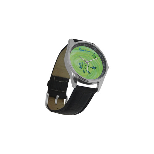 Renewal Sitre haim energetic shield green power Men's Casual Leather Strap Watch(Model 211)