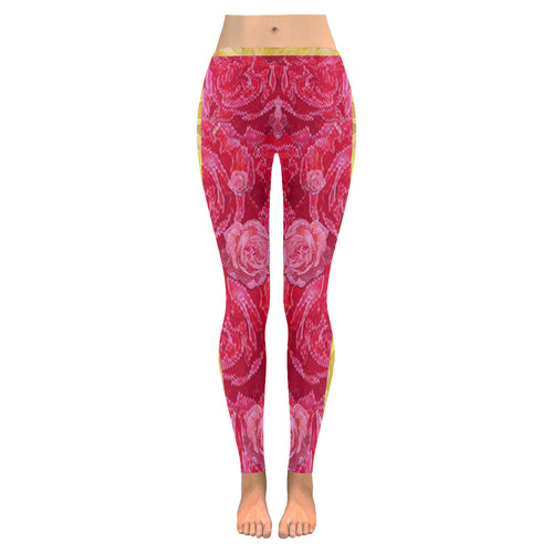 Rose and roses and another rose Women's Low Rise Leggings (Invisible Stitch) (Model L05)