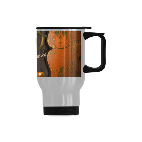 Halloween, funny mummy Travel Mug (Silver) (14 Oz)