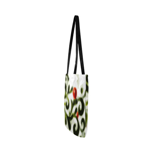 Red Green Floral Christmas Ornament Handbag Reusable Shopping Bag Model 1660 (Two sides)