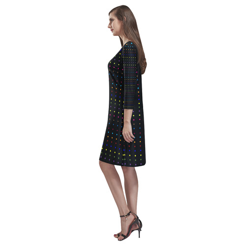 Dots & Colors Modern, Colorful pattern design Rhea Loose Round Neck Dress(Model D22)