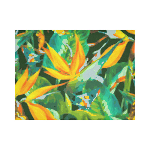 Bird of Paradise Tropical Floral Cotton Linen Wall Tapestry 80"x 60"