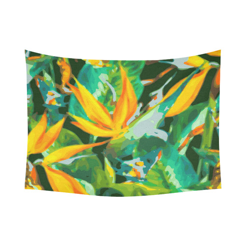 Bird of Paradise Tropical Floral Cotton Linen Wall Tapestry 80"x 60"