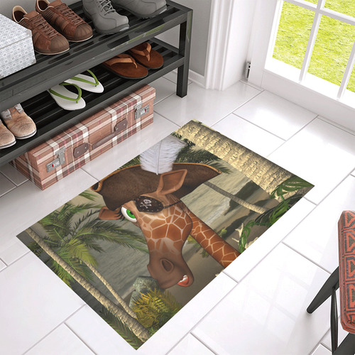 Funny giraffe as a pirate Azalea Doormat 30" x 18" (Sponge Material)