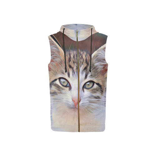 Impressive Animal -Lovely Baby  Cat 2 by JamColors All Over Print Sleeveless Zip Up Hoodie for Women (Model H16)