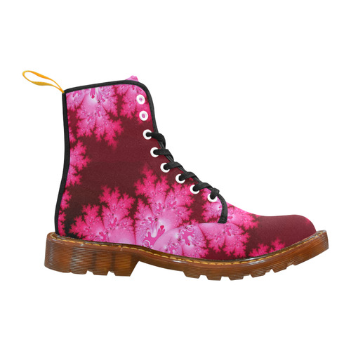 Deep Pink Frost Fractal Abstract Martin Boots For Men Model 1203H