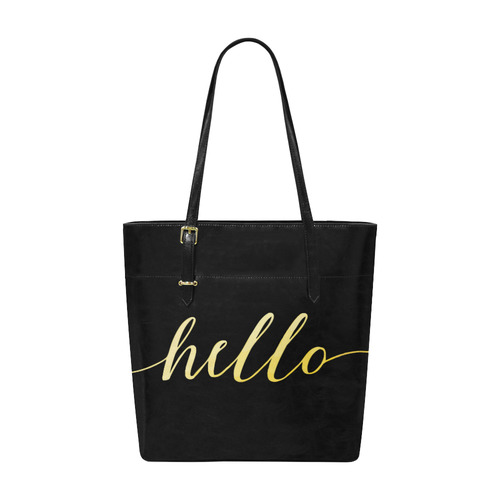 Hello Beautiful Gold Typography Calligraphy Euramerican Tote Bag/Small (Model 1655)
